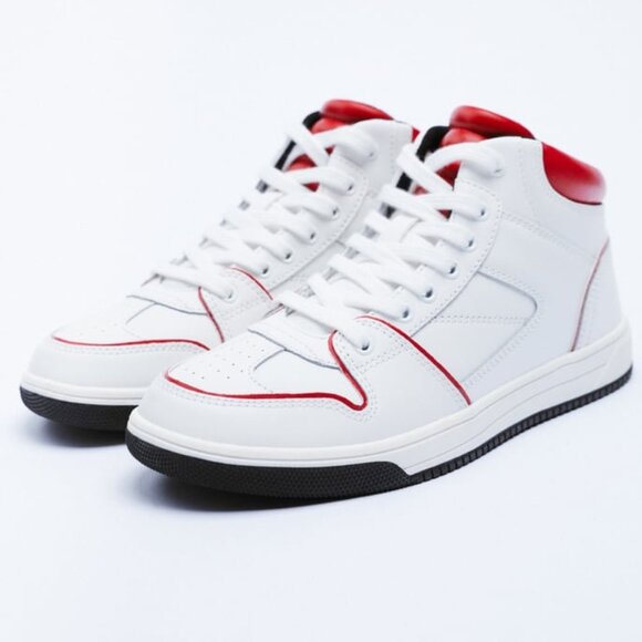 Zara Leather high top sneakers - Picture 1 of 9